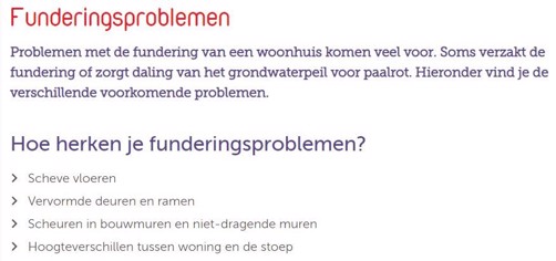 Funderingsproblemen - website Vereniging Eigen Huis