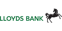 Lloyds Bank logo met groene tekst op zwarte achtergrond