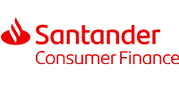 Santander logo in rood en wit