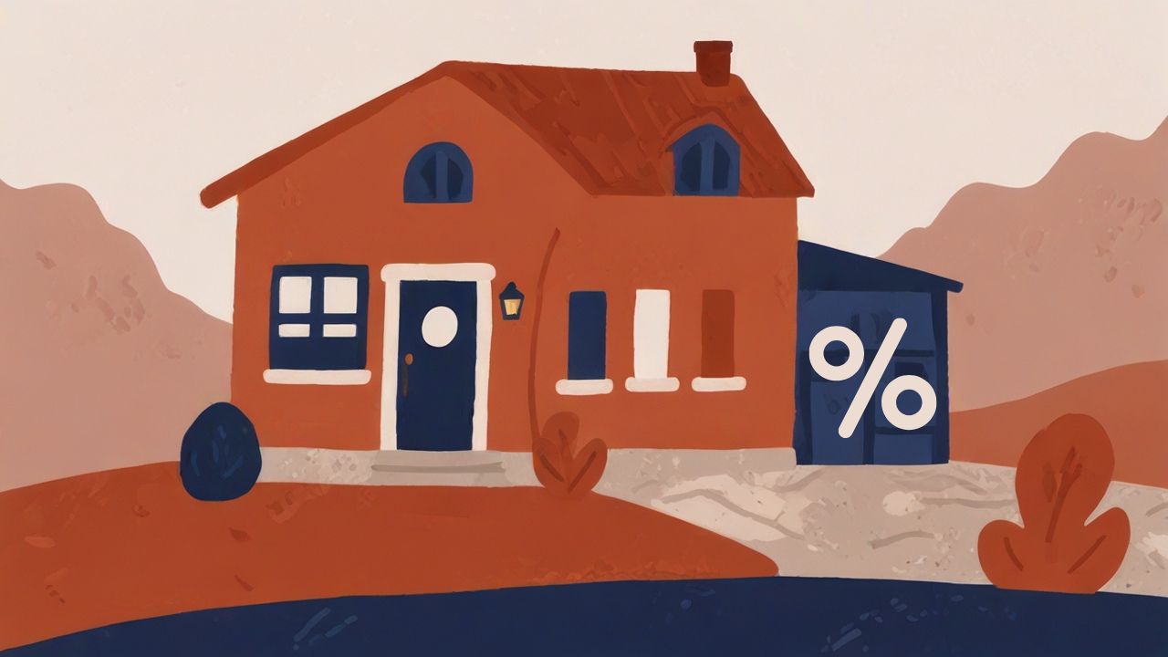 Illustratie van huis met procentteken.