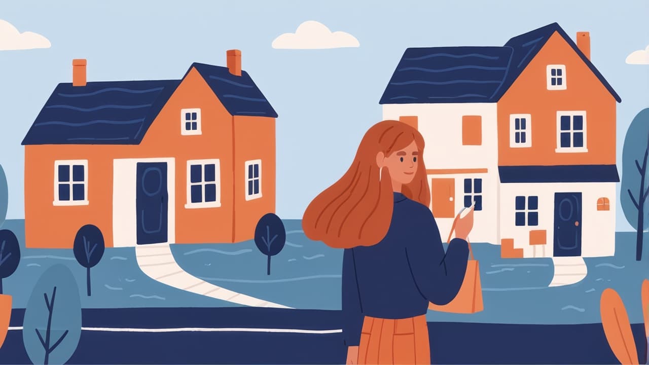 een afbeelding van een vrouw die een tweede huis koopt